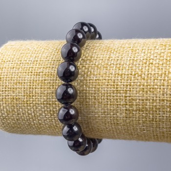 Náramek z granátu – přírodní kámen, hladké korálky o průměru 10 mm, délka 18 cm (elastický)