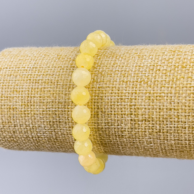Náramek z přírodního citrínu, fasetované korálky, průměr 8 mm, délka 18 cm (elastický)