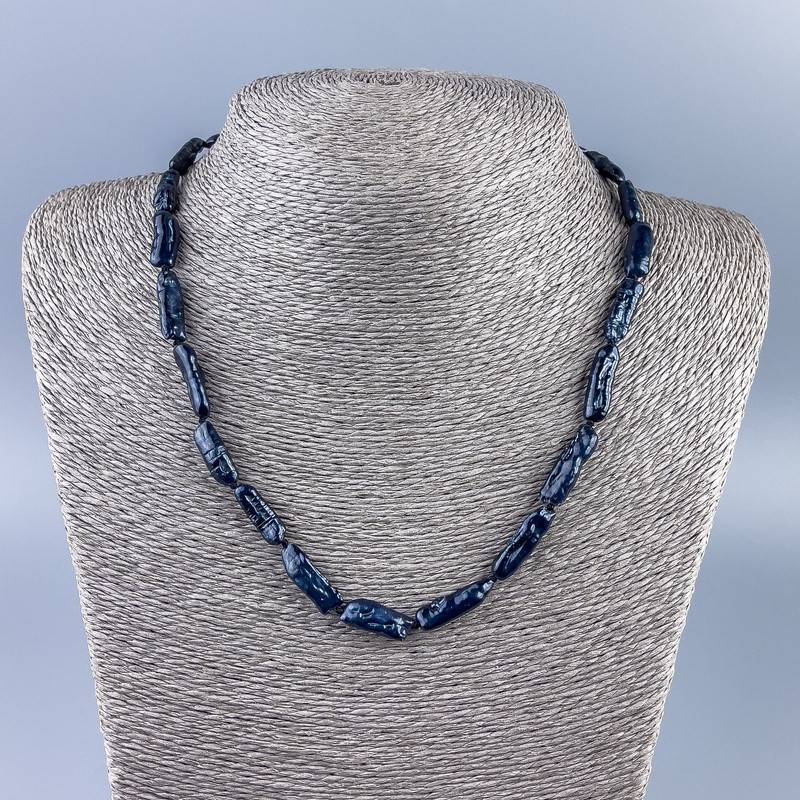 Náhrdelník z přírodních černých barokních perel, průměr 17×6 mm, délka 48 cm +