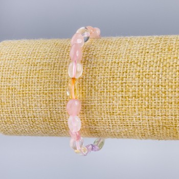 Náramek «Asorti» z přírodních kamenů s galťovanou povrchovou úpravou, průměr 9×6 mm ±, délka 18 cm (elastický)