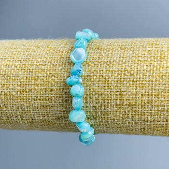 Náramek z modré perleti, fazetované korálky, průměr 8×6 mm, délka 18 cm (elastický)