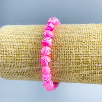 Náramek z růžové perleti, broušené korálky 8×6 mm, délka 18 cm (elastický)