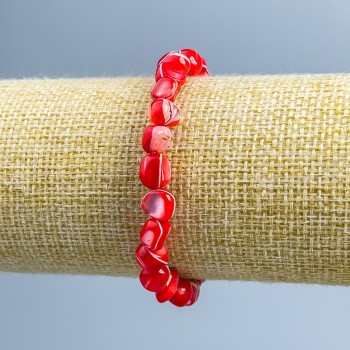 Náramek z červené perleti, galetové korálky, průměr 8×6 mm, délka 18 cm (elastický)