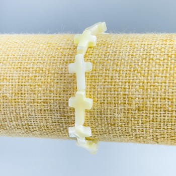 Náramek z perleti ve tvaru křížků, průměr 10×15×3, 5 mm ±, délka 18 cm (elastická guma)