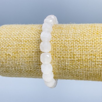 Náramek z horského křišťálu brusovaný kubický korálek, průměr 9×9 mm, délka 18 cm (elastický)