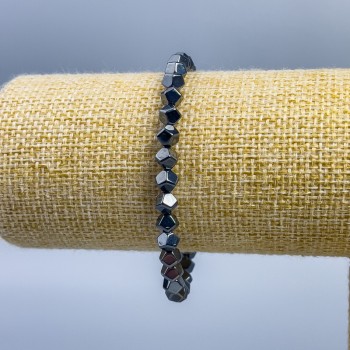 Náramek z hematitu s mnohoúhelníkovým tvarem, průměr 5×5 mm, délka 18 cm (elastický)