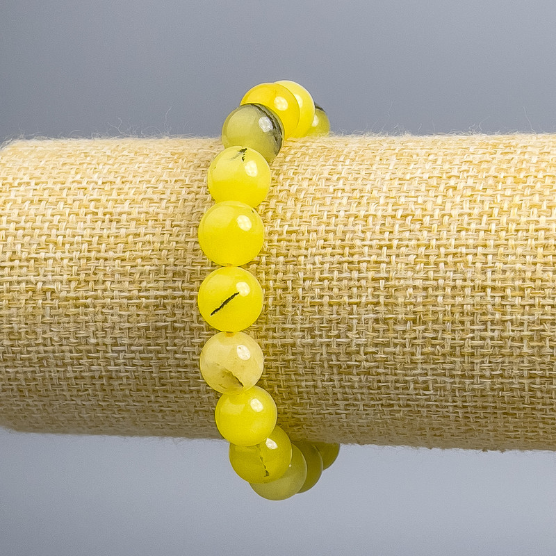 Náramek z tonovaného vláseného rutilového křemene – hladká kulička, průměr 10 mm, délka 18 cm (elastický)