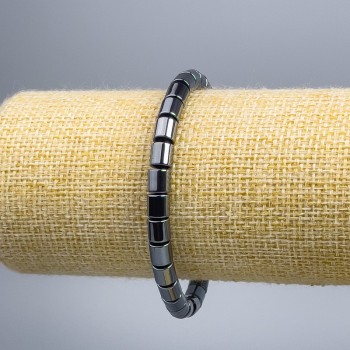 Náramek z hematitu cylindry 6×6 mm, délka 18 cm (elastický)