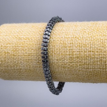 Náramek hematit Květina, průměr 6×3 mm, délka 18 cm (elastický)