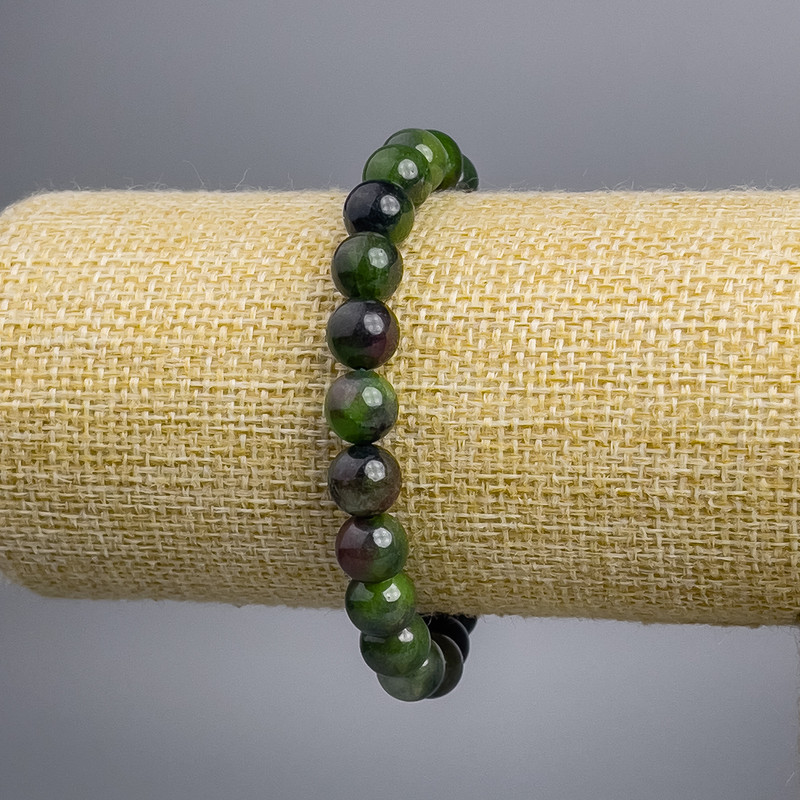 Náramek zozit (umělý) hladké kuličky, průměr 8 mm, délka 18 cm, elastický