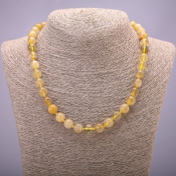 Náhrdelník z rutilového křemene (vlásený), hladká kulička, průměr 10 mm, délka 45 cm