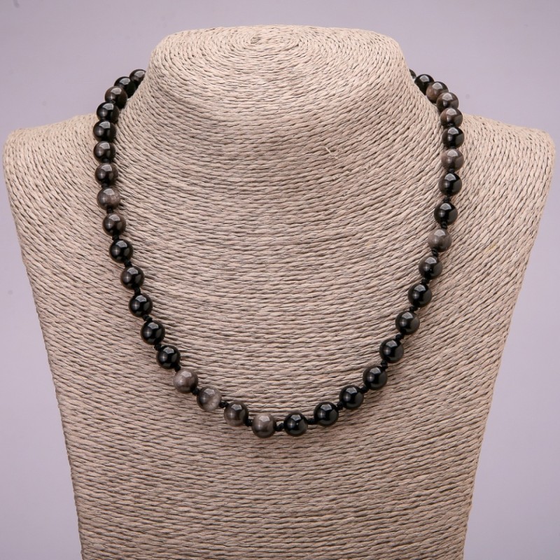 Náhrdelník ze stříbrného obsidiánu