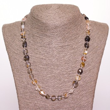 Náhrdelník z rutilitového křemene 'Vláseník' ploché fasetování, průměr 8–10 mm, délka 50 cm