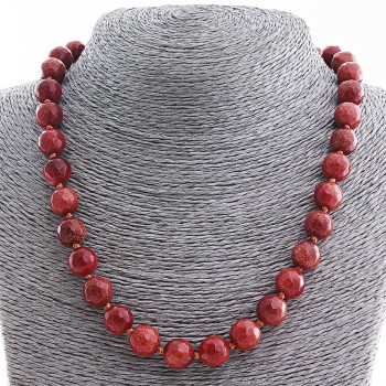 Náhrdelník z aventurínu (syntetický) „Zlatý písek“, brusovaná kulička 12 mm, délka 48 cm