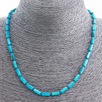 Náhrdelník modrý perleť «trubička» 8×4 mm, délka 45 cm