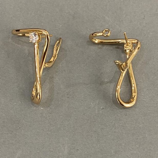 Náušnice Xuping pozlacení 18K s bílými kameny 34×22 mm+