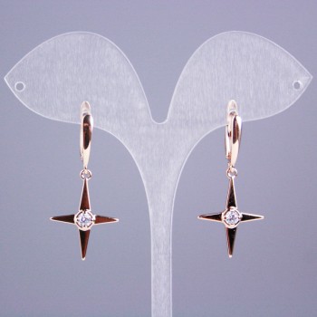 Náušnice Xuping pozlacené 18K se bílými kameny «Hvězda», délka 38 mm+