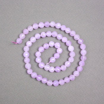 Korálky na niti Levandulový ametyst, přírodní kámen, broušené kuličky, průměr 6 mm, délka 37 cm