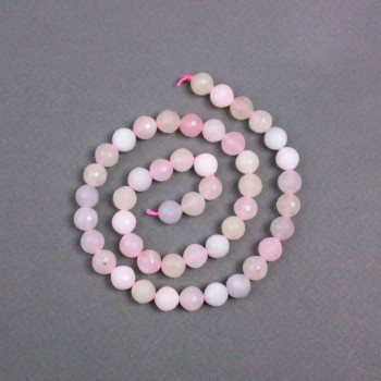Korálky z morganitu, přírodní kámen, broušené kuličky, průměr cca 8 mm, délka cca 38 cm