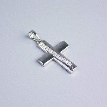 Přívěšek Xuping rhodiovaný kříž se štrasami 24×18 mm+