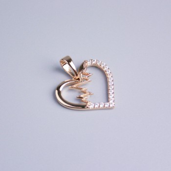 Přívěsek Xuping srdce s 18K pozlacením a bílými krystaly, průměr 13×18 mm