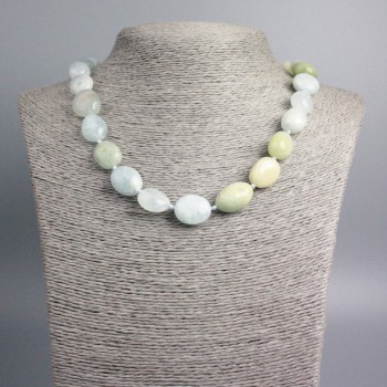 Намисто Морганіт натуральний камінь галтівка, діаметр 14х11мм+-, довжина 49см+