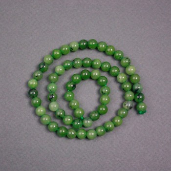 Korálky na niti z kanadského jadeitu, přírodní kámen, hladká kulička, průměr 6,5 mm, délka 38 cm