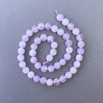 Korálky levandového ametystu, přírodní kámen, hladká kulička, průměr 8,5 mm, délka 39 cm