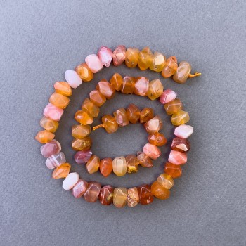 Korálky Botswanského achátu oranžové, facettované rondelové korálky navléknuté na niti, průměr 10×7 mm, délka 39 cm