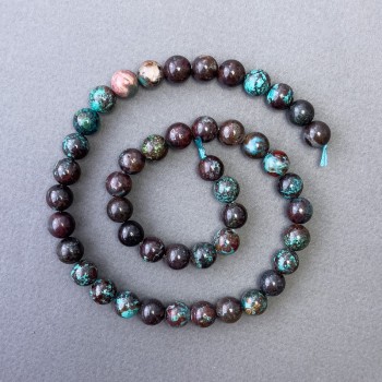 Korálky z chrysokoly – přírodní kámen, hladké kuličky, průměr 8,5 mm, délka 39 cm