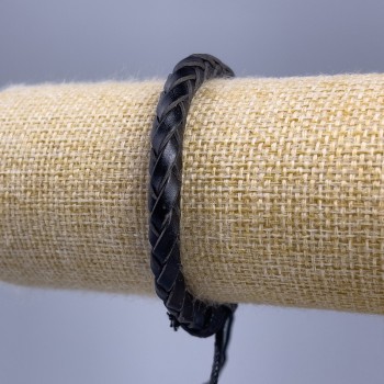 Náramek, délka 18–25 cm, tloušťka 7 mm, ekokůže, černá, na stažení