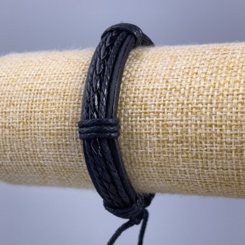 Náramek, délka 18–25 cm, tloušťka 12 mm, ekokůže, černá, na stažení