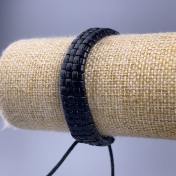 Náramek, délka 18–25 cm, tloušťka 12 mm, ekokůže, černá, na stažení