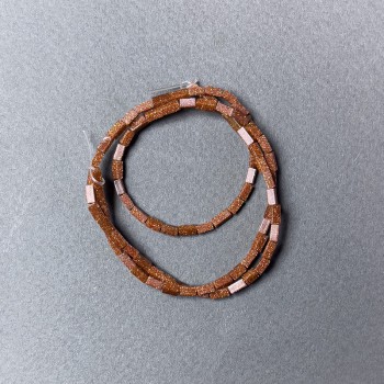 Намистини Авантюрин Зототий Пісок прямокутна, діаметр 2х4мм+-, довжина 38см+- на волосіні