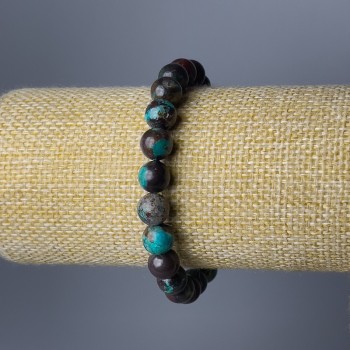 Náramek z chryzokoly, přírodní kámen, hladké kuličky, průměr 8,5 mm, délka 18 cm (elastické)