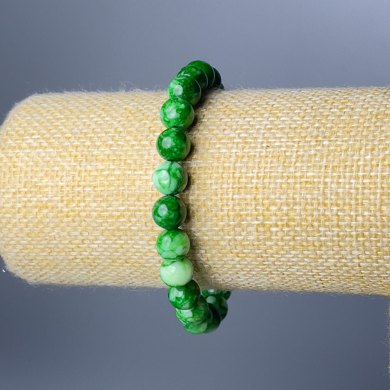 Náramek z umělého chryzoprastu (akryl) – hladká kulička, průměr 8,5 mm, délka 18 cm (elastický)