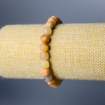 Náramek ze selenitu, přírodní kámen, kubické fazety, průměr 7,5 mm, délka 18 cm (elastický)