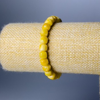 Náramek ze žlutého jadeitu, přírodní kámen, broušené kubické korálky, průměr 7 mm, délka 18 cm (elastický)