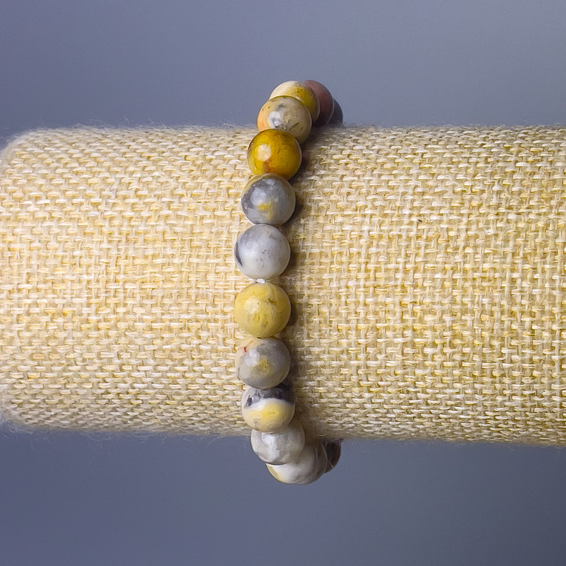 Náramek z marockého achátu, přírodní kámen, hladké korálky, průměr 9 mm ±, délka 18 cm (elastický)