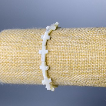 Náramek z perleti s «Křížek», průměr 8×13×3 mm ±, délka 18 cm (elastický)