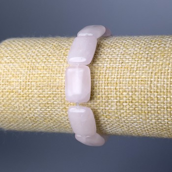 Náramek z růžového křemene, obdélníkové články, rozměr 13×18 mm, délka 18 cm (elastický)