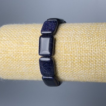 Náramek z aventurínu Noční Kaíra, přírodní kámen, obdélníkové články, průměr 13×18 mm, délka 18 cm (elastický)