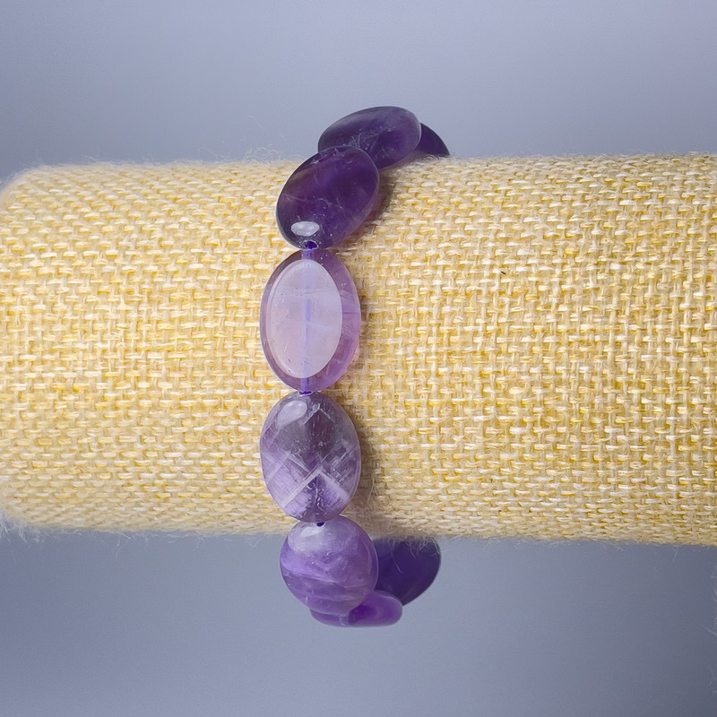 Náramek z přírodního ametystu, oválné články, průměr 13×18 mm, délka 18 cm (elastický)