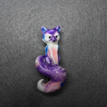 Brož Liška s barevným smaltem, zlatý kov, 20 × 44 mm