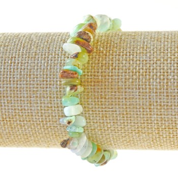 Náramek z přírodního chrysoprasu, drobné kamínky, průměr 7×3 mm ±, délka 18 cm ± (elastický)