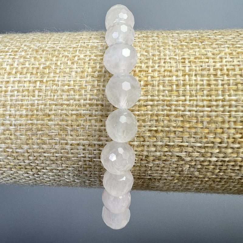 Náramek z horského křišťálu, brusované korálky, přírodní kámen, průměr 8 mm, délka 18 cm, elastický