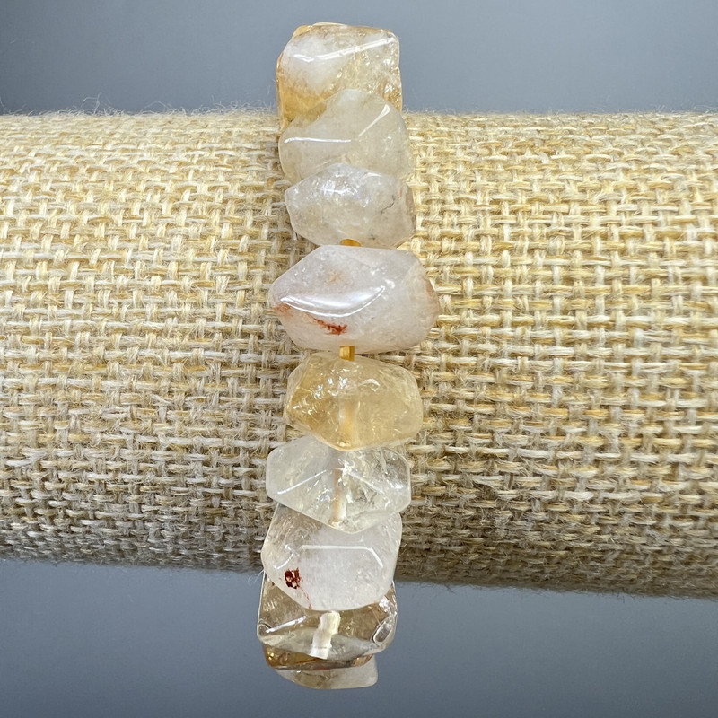 Náramek z citrínu, přírodní kámen, broušené rondely, průměr 11×07 mm, délka 18 cm ± (elastická šňůra)