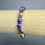 Náramek z charoitového kamene, fasetované korálky, přírodní kámen, průměr 9×11 mm ±, délka 18 cm ± (elastický)