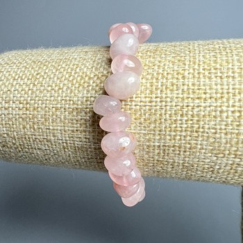Náramek z růžového křemene, přírodní kámen, facettované korálky, průměr 11×7 mm ±, délka 18 cm ± (elastický)
