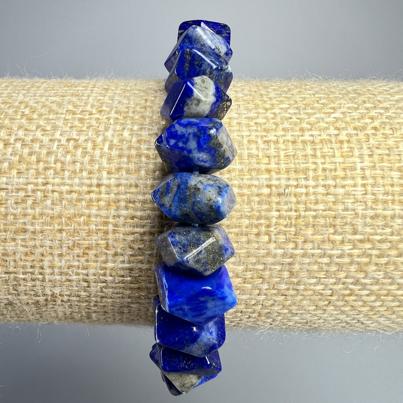 Náramek z přírodního lazuritu, brusovaný rondel, průměr 10×7 mm, délka cca 18 cm (elastické provedení)